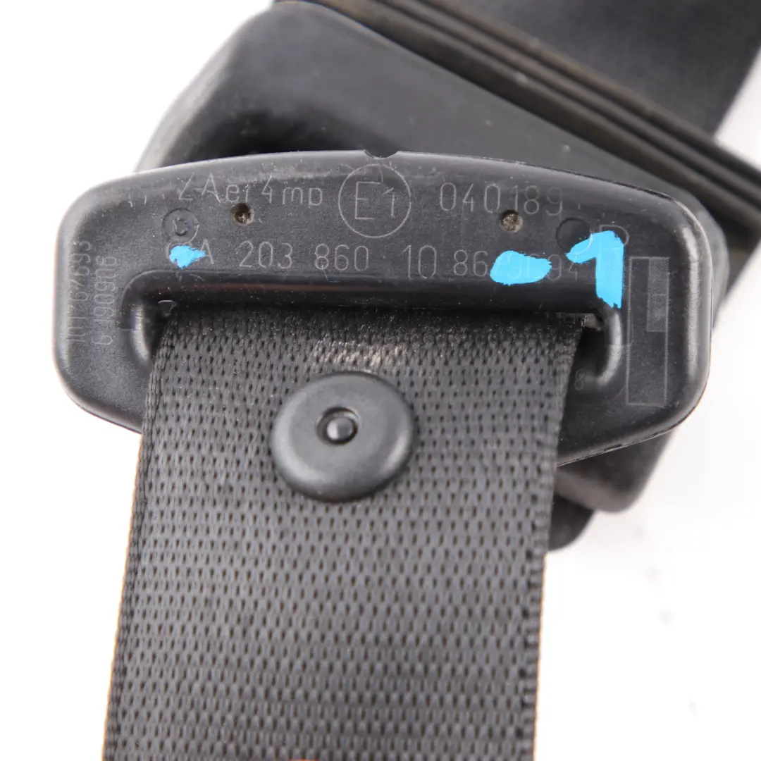 Mercedes W203 Seatbelt Front Right O/S Seat Safety Belt Black - SKU rhd-A2038601086-1 - Part number A2038601086