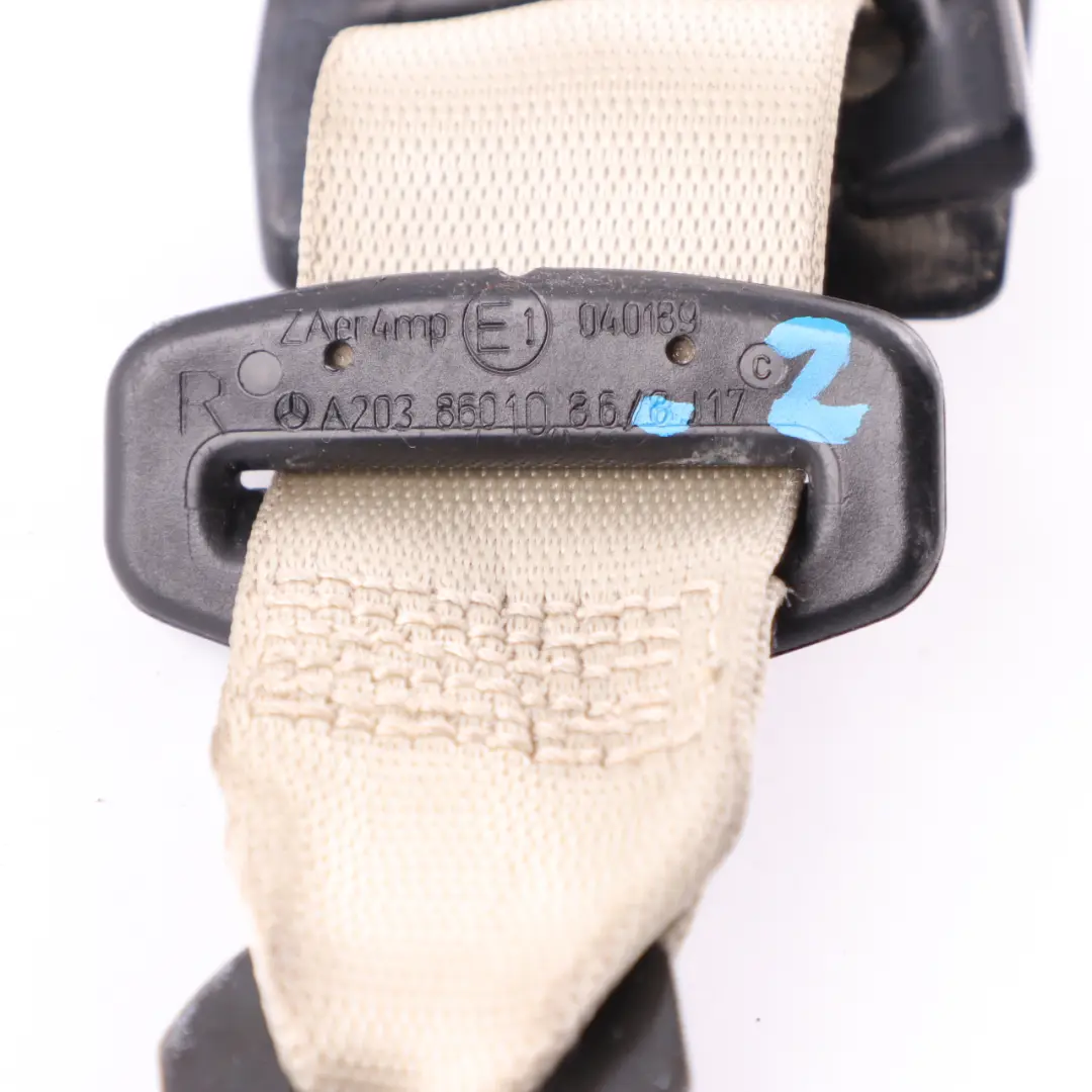 Seatbelt Front Right O/S Seat Safety Belt Beige to Mercedes W203 with Part number A2038601086 Mercedes W203 Seatbelt Front Right O/S Seat Safety Belt Beige - SKU rhd-A2038601086-2 - Part number A2038601086