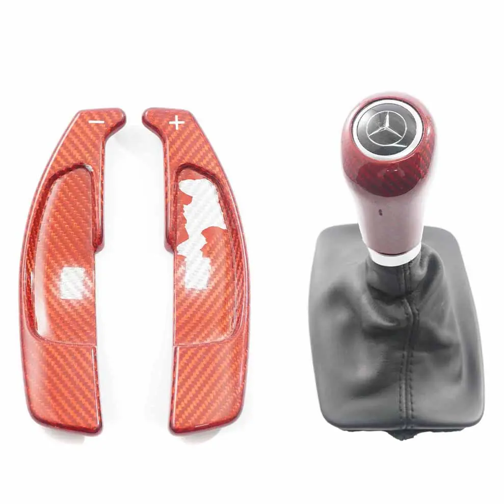 Pomo selector marchas Mercedes W204 Juego levas cambio automático carbono rojo para con número de pieza A2042677710 Pomo selector marchas Mercedes W204 Juego levas cambio automático carbono rojo - SKU A2042677710-SET - Número de pieza A2042677710