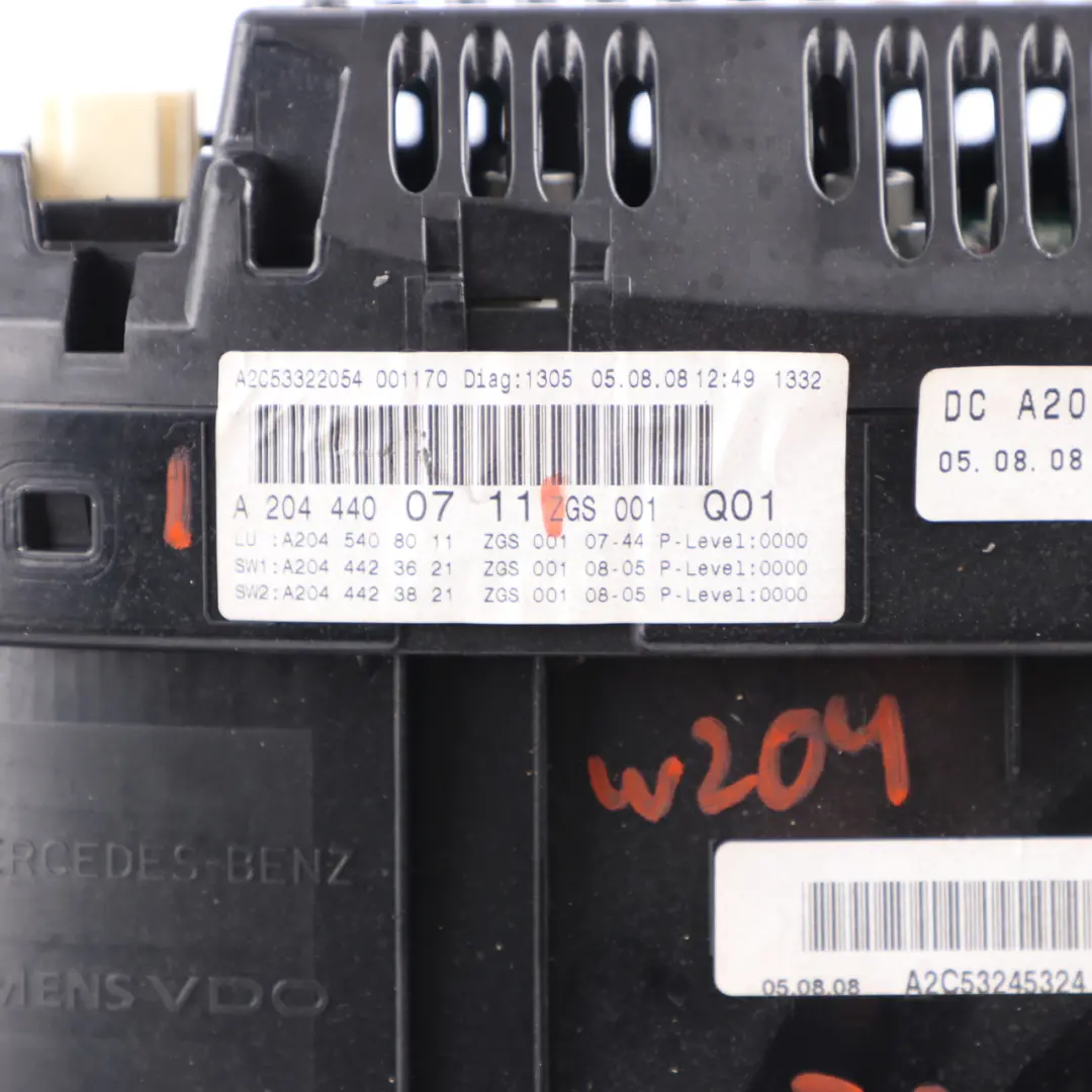 Instrument Cluster Speedo Clocks Automatic to Mercedes W204 Diesel with Part number A2044400711 Mercedes W204 Diesel Instrument Cluster Speedo Clocks Automatic - SKU rhd-A2044400711 - Part number A2044400711