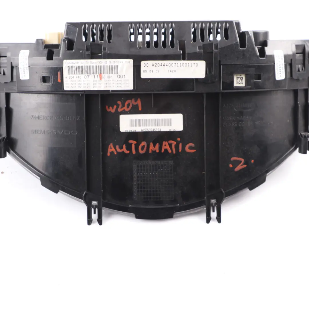 Instrument Cluster Speedo Clocks Automatic to Mercedes W204 Diesel with Part number A2044400711 Mercedes W204 Diesel Instrument Cluster Speedo Clocks Automatic - SKU rhd-A2044400711 - Part number A2044400711