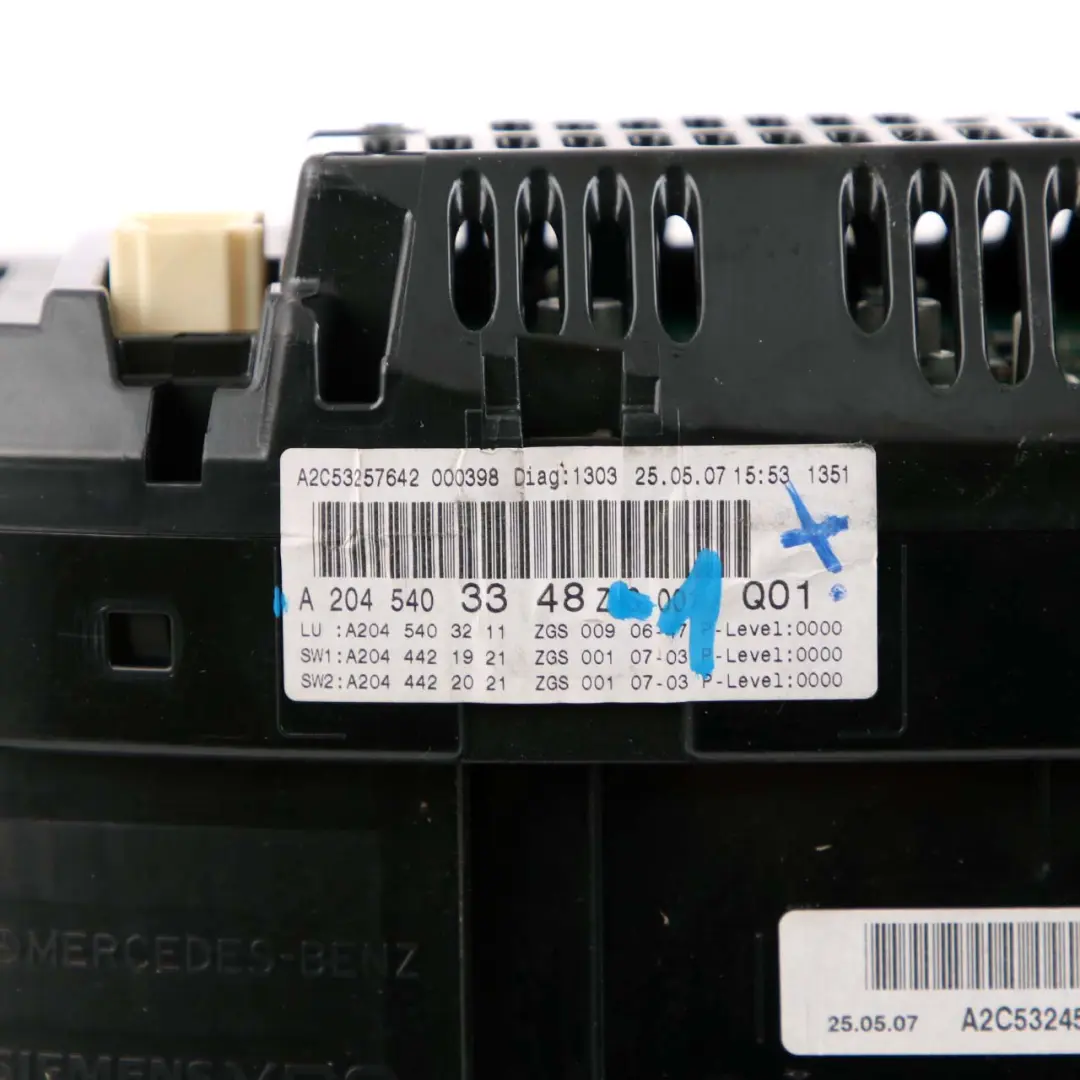 Mercedes-Benz C-Class W204 Diesel Instrument Cluster Speedo Clocks Automatic to with Part number A2045403348 Mercedes-Benz C-Class W204 Diesel Instrument Cluster Speedo Clocks Automatic - SKU rhd-A2045403348-1 - Part number A2045403348