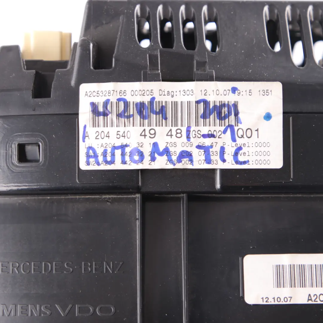 Mercedes W204 Diesel Instrument Cluster Speedo Clocks Automatic - SKU rhd-A2045404948-1 - Part number A2045404948