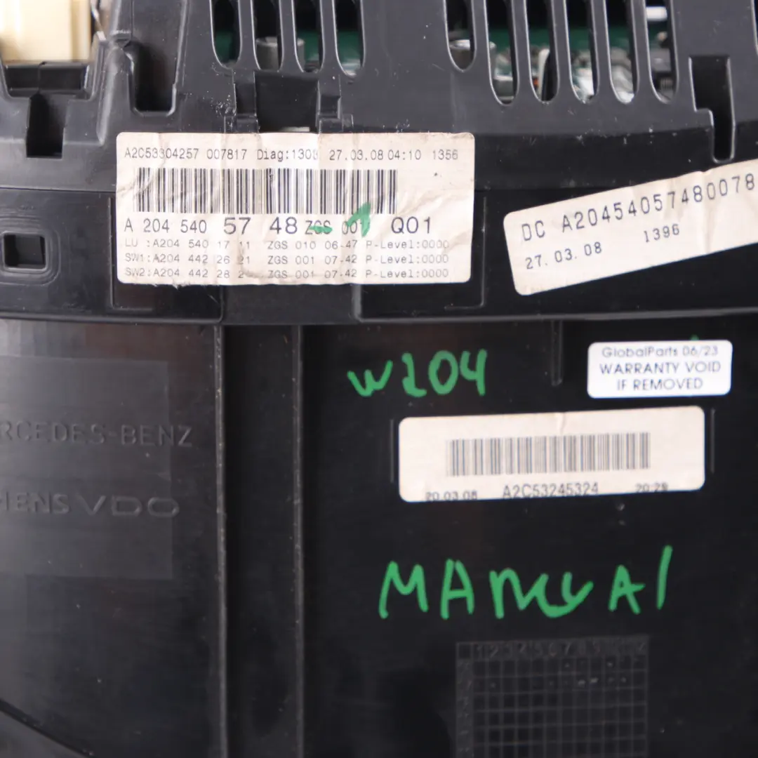 Instrument Cluster Petrol Speedo Clocks Meter Manual to Mercedes W204 with Part number A2045405748 Mercedes W204 Instrument Cluster Petrol Speedo Clocks Meter Manual - SKU rhd-A2045405748-1 - Part number A2045405748