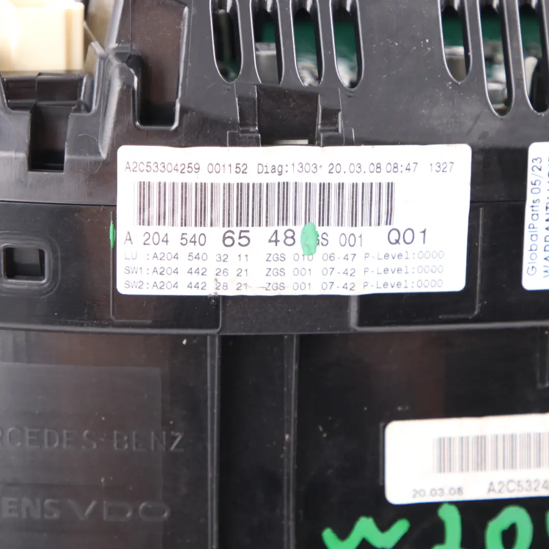 Mercedes W204 Instrument Cluster Diesel Speedo Clocks Automatic - SKU rhd-A2045406548 - Part number A2045406548