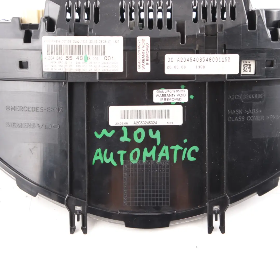 Mercedes W204 Instrument Cluster Diesel Speedo Clocks Automatic - SKU rhd-A2045406548 - Part number A2045406548