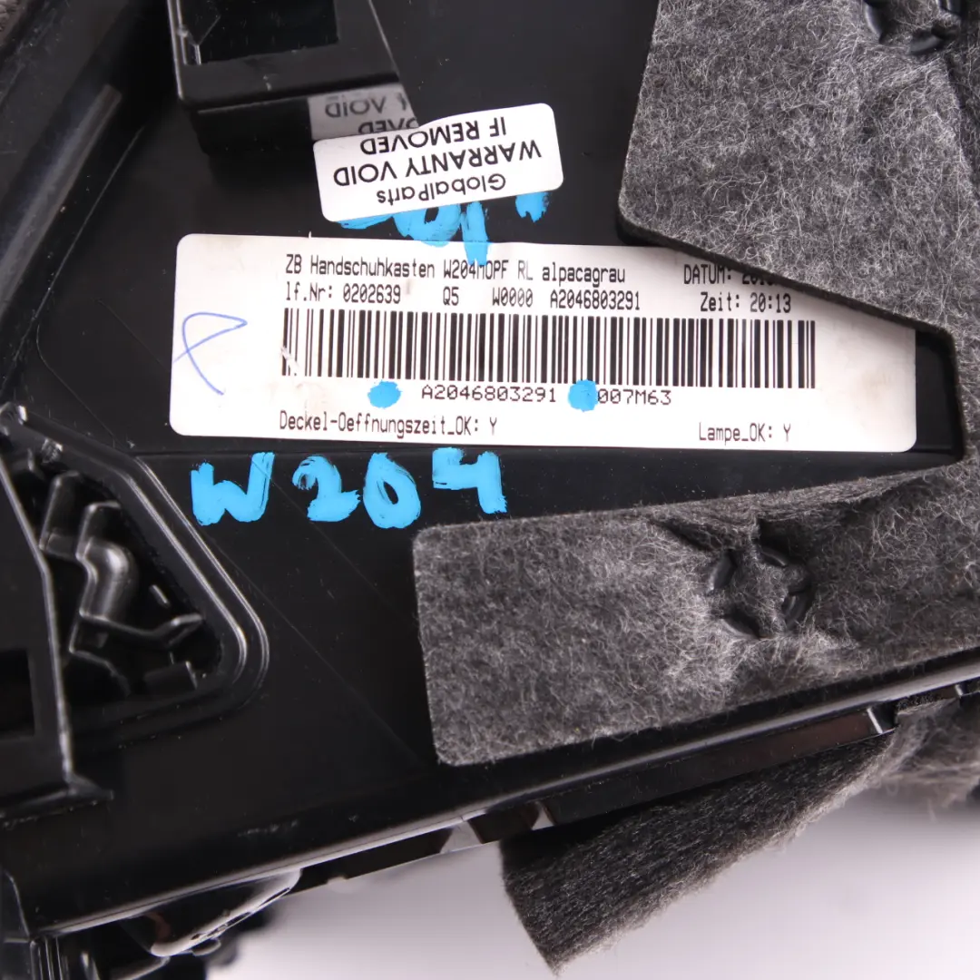 Mercedes W204 Glove Box Dashboard Storage Tray Glovebox Alpaca Grey - SKU rhd-A2046803291 - Part number A2046803291