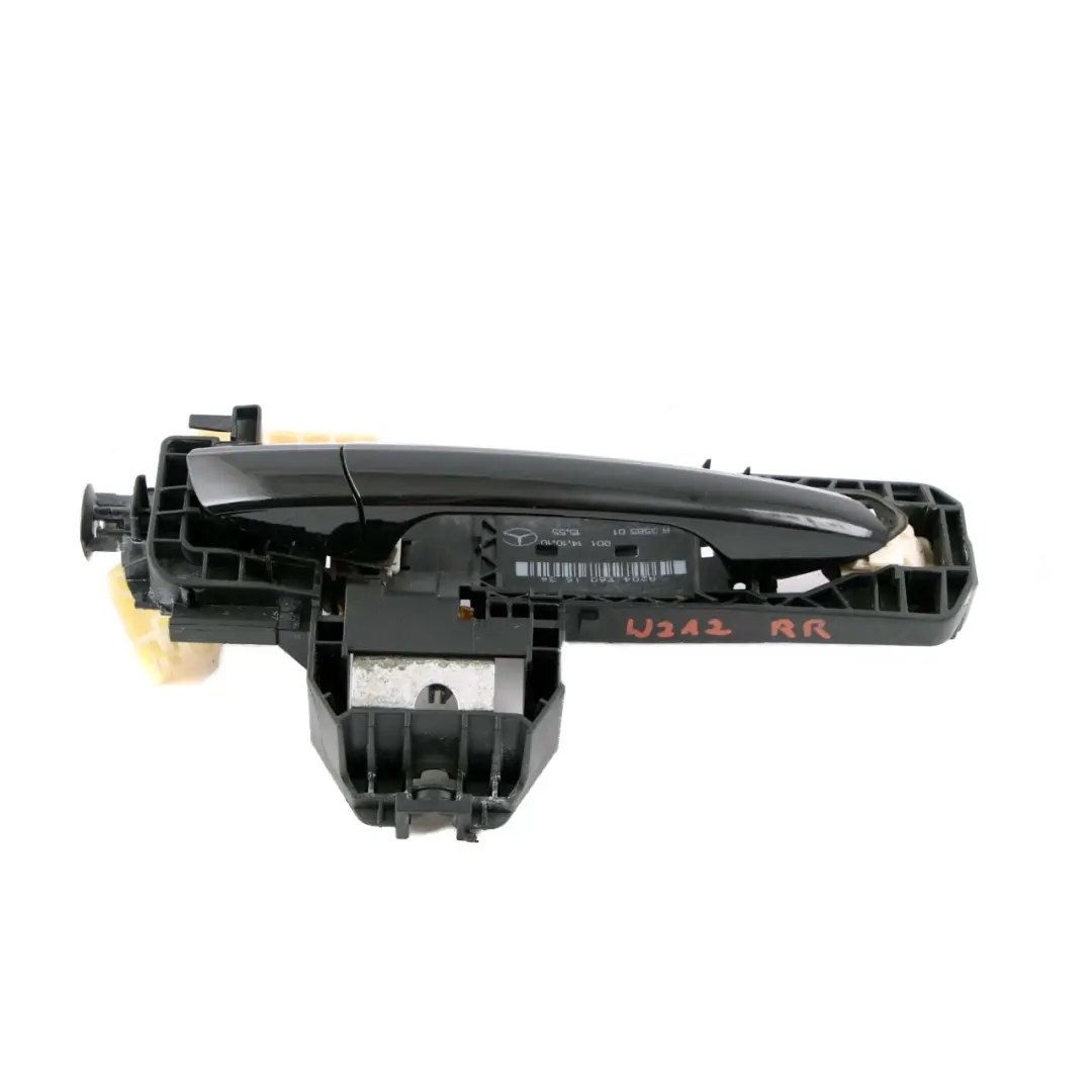 Door Handle Outside Rear Right O/S Obsidian Black Metallic 197 to Mercedes W212 with Part number A2047304435 Mercedes W212 Door Handle Outside Rear Right O/S Obsidian Black Metallic 197 - SKU rhd-A2047304435-OB - Part number A2047304435