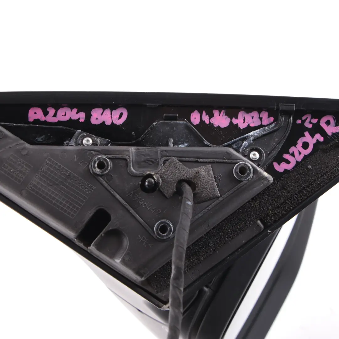 Mercedes W204 Wing Mirror Power Fold Door Right O/S Obsidian Black Metallic 197 - SKU rhd-A2048100476-OB2 - Part number A2048100476