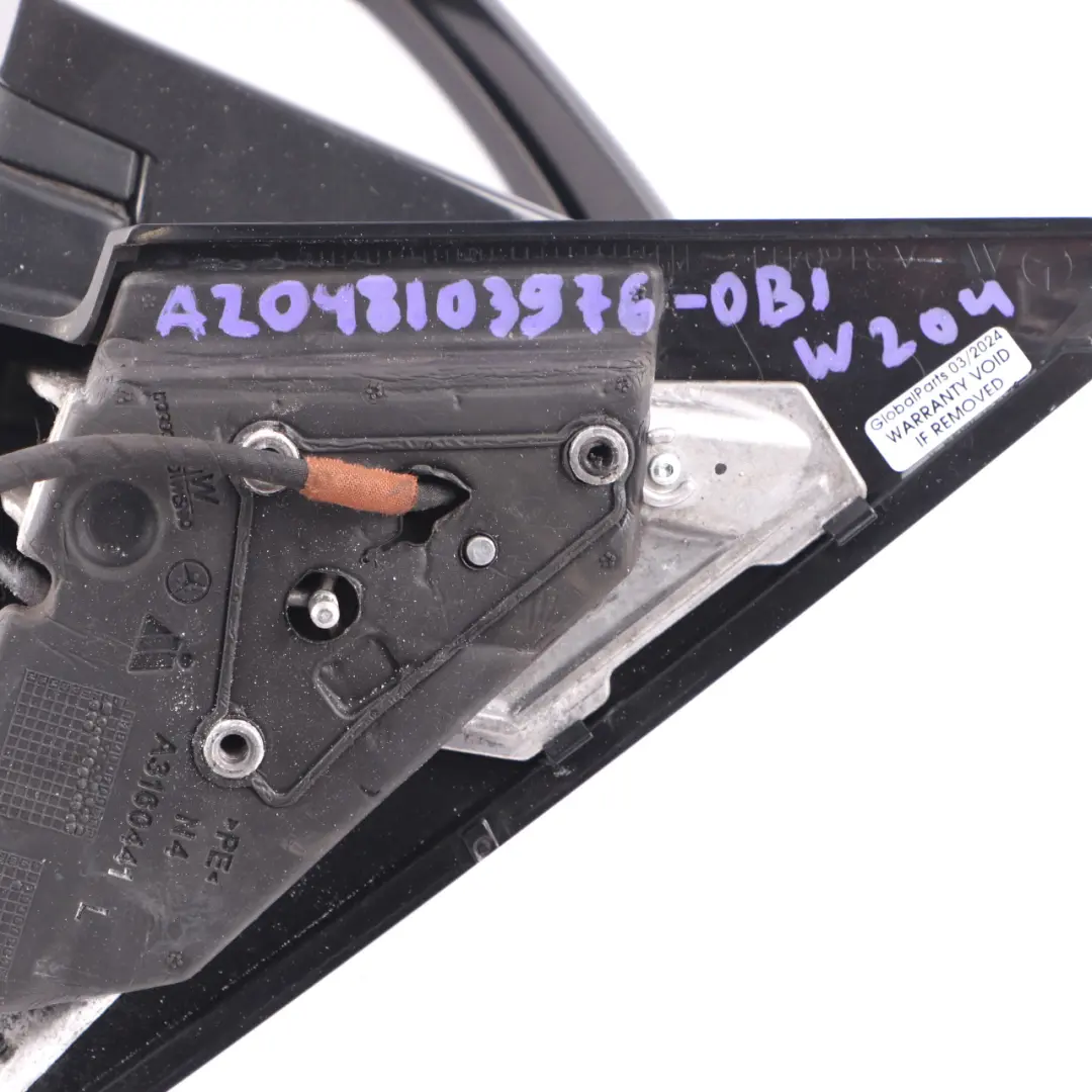 Mercedes W204 Wing Mirror Power Fold Auto Dip Door Left N/S Obsidian Black 197 - SKU rhd-A2048103976-OB1 - Part number A2048103976