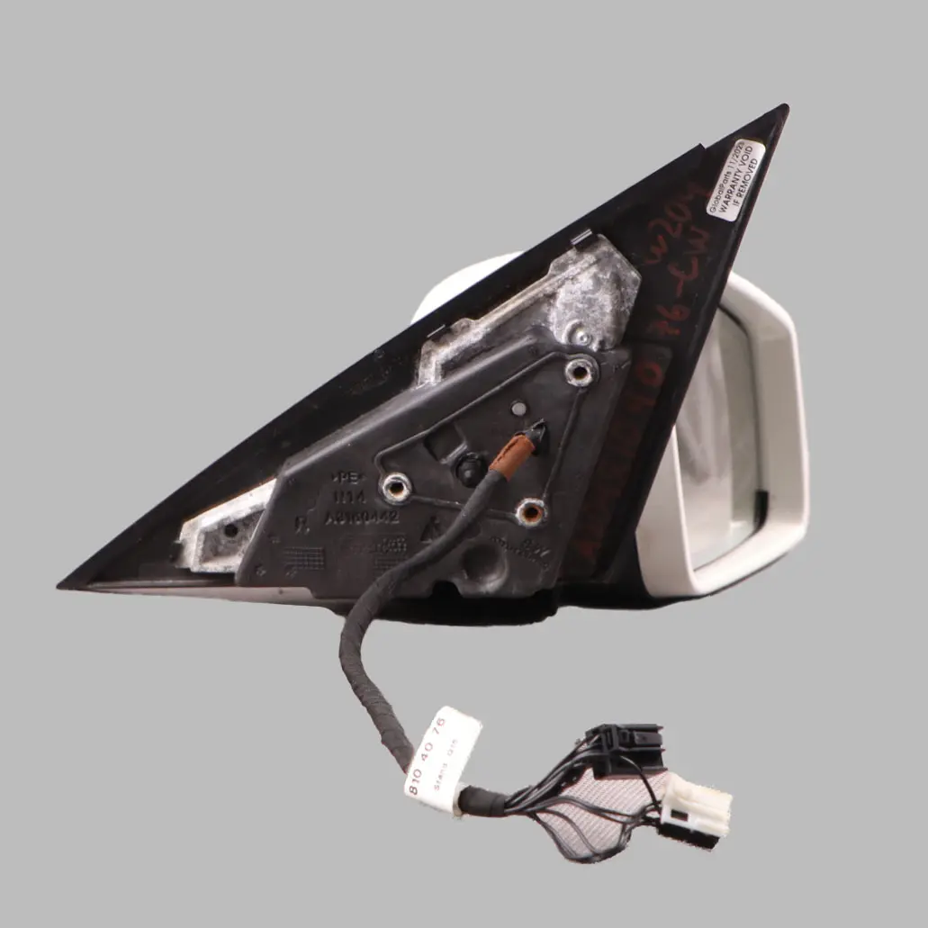 Mercedes W204 Wing Mirror Door Right O/S Power Fold Auto Dip Calcite White - 650 - SKU rhd-A2048104076-CW - Part number A2048104076