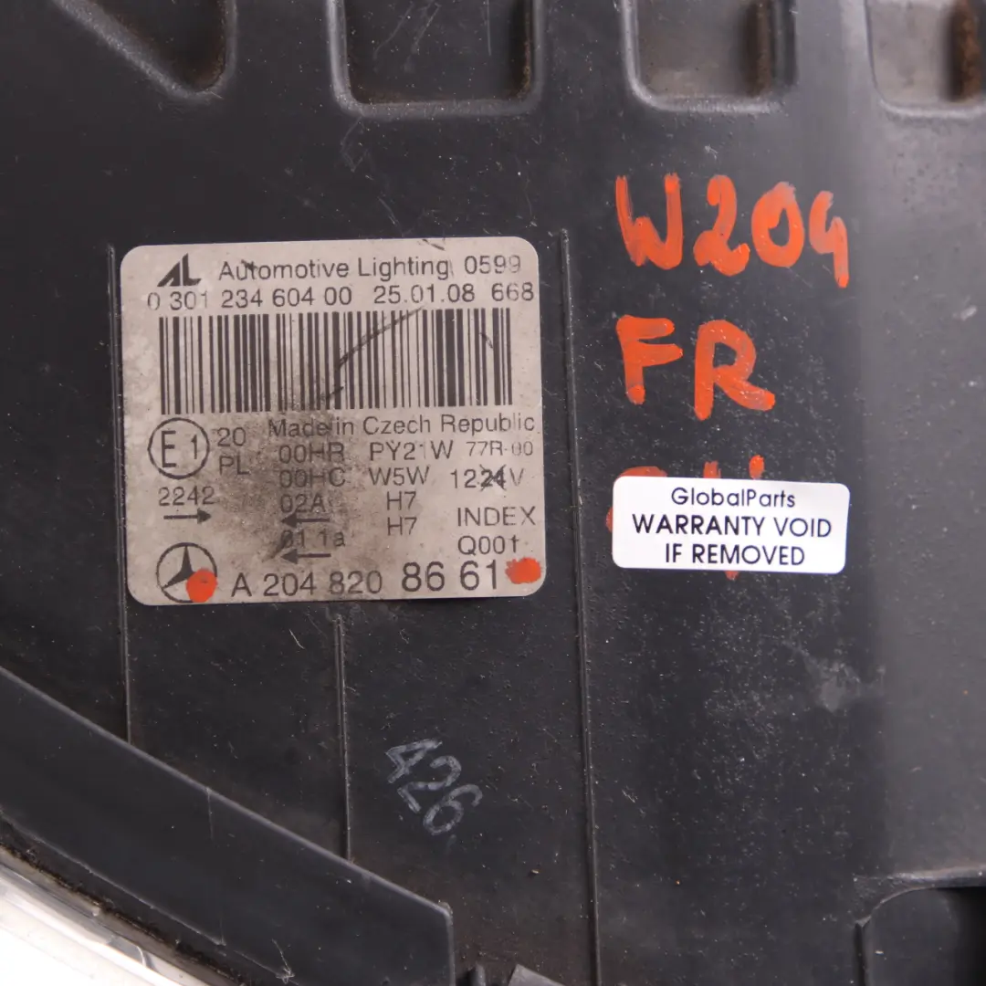 Headlamp Light Mercedes W204 Headlight Lamp Light Front Right O/S to with Part number A2048208661 Headlamp Light Mercedes W204 Headlight Lamp Light Front Right O/S - SKU rhd-A2048208661 - Part number A2048208661