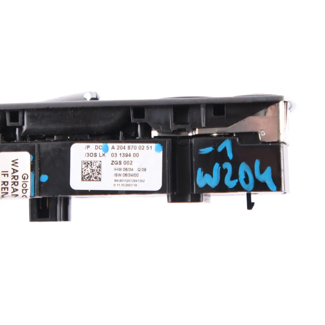Mercedes W204 Window Switch Front Right Door Power Regulation - SKU rhd-A2048700251-1 - Part number A2048700251
