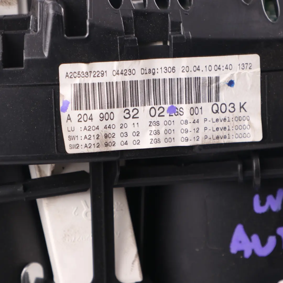 Instrument Cluster Mercedes W204 Petrol Speedometer Clocks Automatic to with Part number A2049003202 Instrument Cluster Mercedes W204 Petrol Speedometer Clocks Automatic - SKU rhd-A2049003202 - Part number A2049003202