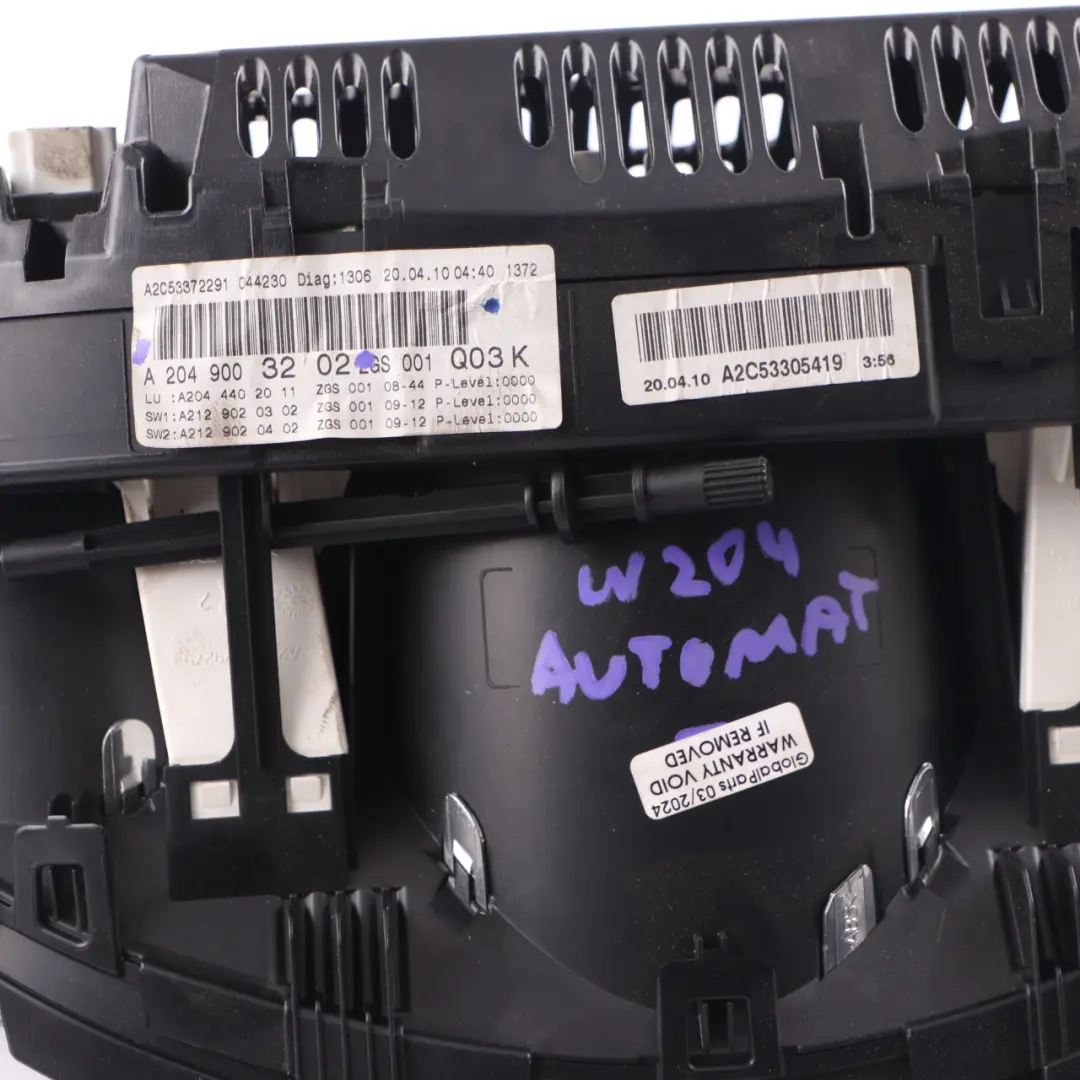  Instrument Cluster Mercedes W204 Petrol Speedometer Clocks Automatic - SKU rhd-A2049003202 - Part number A2049003202
