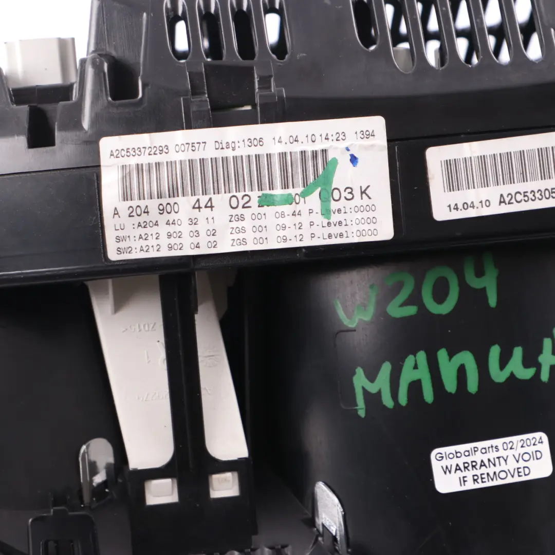 Instrument Cluster Speedo Clocks Meter Manual to Mercedes W204 Diesel with Part number A2049004402 Mercedes W204 Diesel Instrument Cluster Speedo Clocks Meter Manual - SKU rhd-A2049004402-1 - Part number A2049004402