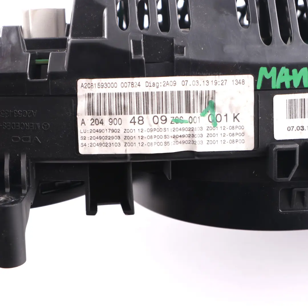 Instrument Cluster Speedo Clocks MANUAL to Mercedes W204 Diesel with Part number A2049004809 Mercedes W204 Diesel Instrument Cluster Speedo Clocks MANUAL - SKU rhd-A2049004809-1 - Part number A2049004809