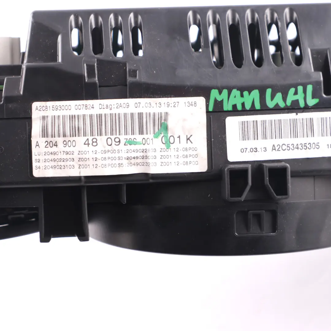 Mercedes W204 Diesel Instrument Cluster Speedo Clocks MANUAL - SKU rhd-A2049004809-1 - Part number A2049004809