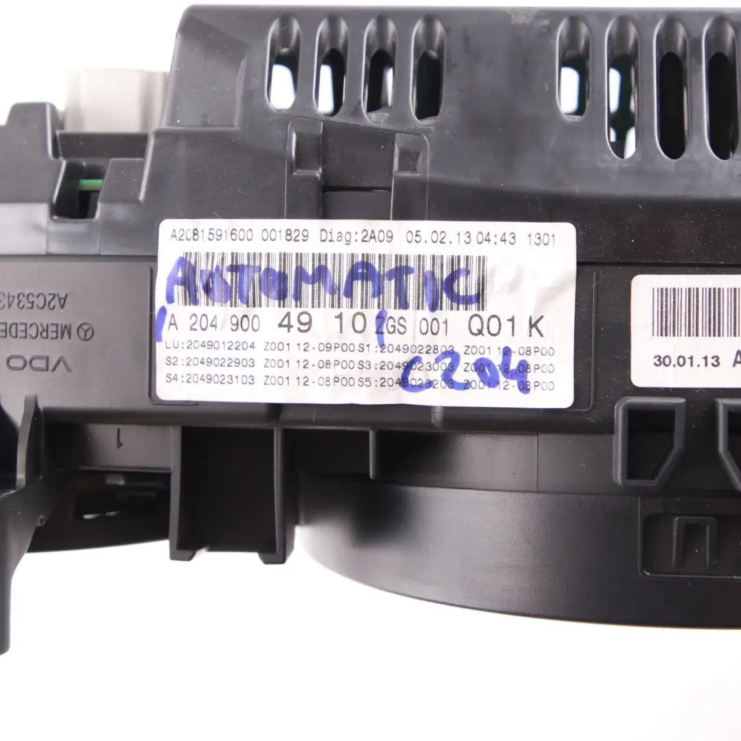 Mercedes W204 C63 AMG Instrument Cluster Speedo Clocks Automatic - SKU rhd-A2049004910 - Part number A2049004910