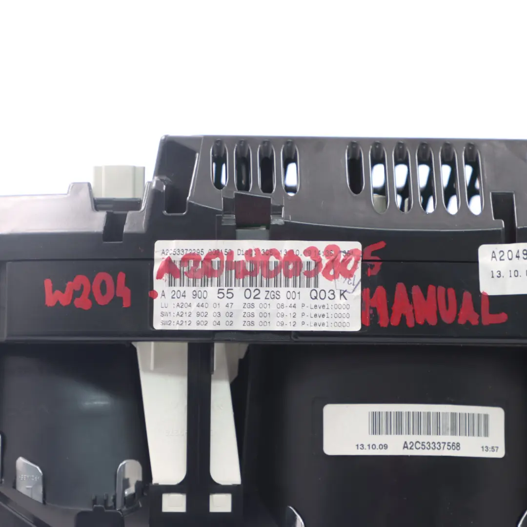 Instrument Cluster Speedo Clocks Meter Manual to Mercedes W204 Petrol with Part number A2049005502 Mercedes W204 Petrol Instrument Cluster Speedo Clocks Meter Manual - SKU rhd-A2049005502 - Part number A2049005502