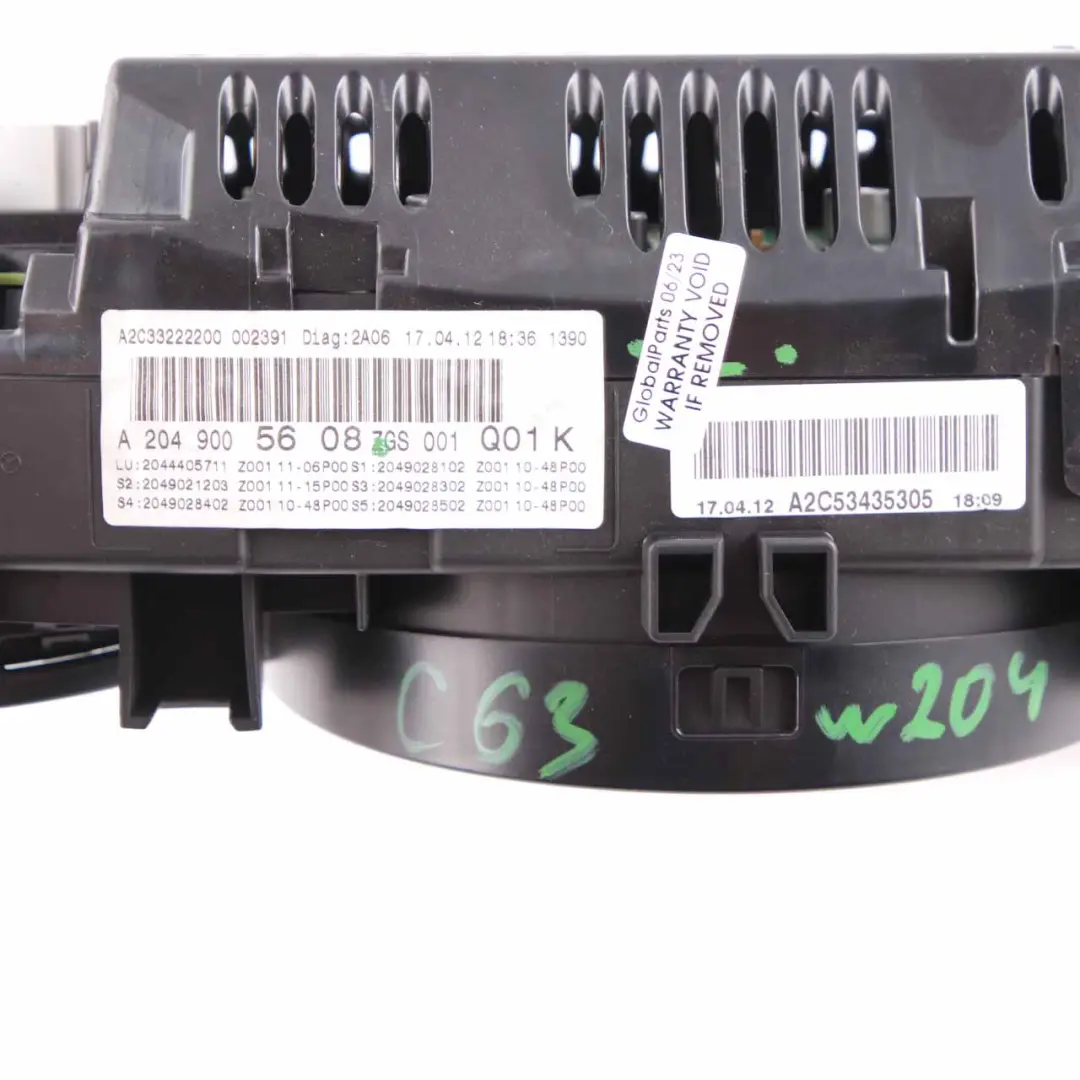 C63 AMG Instrument Cluster Speedo Clocks Automatic to Mercedes W204 with Part number A2049005608 Mercedes W204 C63 AMG Instrument Cluster Speedo Clocks Automatic - SKU rhd-A2049005608 - Part number A2049005608