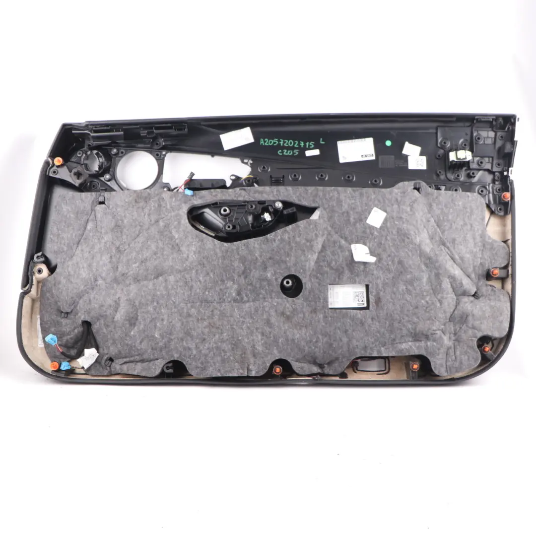 Door Card Panel Trim Front Left N/S Black Leather to Mercedes C205 with Part number A2057202715 Mercedes C205 Door Card Panel Trim Front Left N/S Black Leather - SKU rhd-A2057202715 - Part number A2057202715