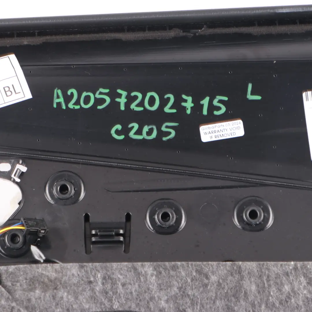 Door Card Panel Trim Front Left N/S Black Leather to Mercedes C205 with Part number A2057202715 Mercedes C205 Door Card Panel Trim Front Left N/S Black Leather - SKU rhd-A2057202715 - Part number A2057202715
