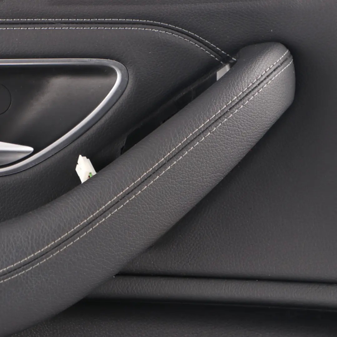 Door Card Panel Trim Front Left N/S Black Leather to Mercedes C205 with Part number A2057202715 Mercedes C205 Door Card Panel Trim Front Left N/S Black Leather - SKU rhd-A2057202715 - Part number A2057202715