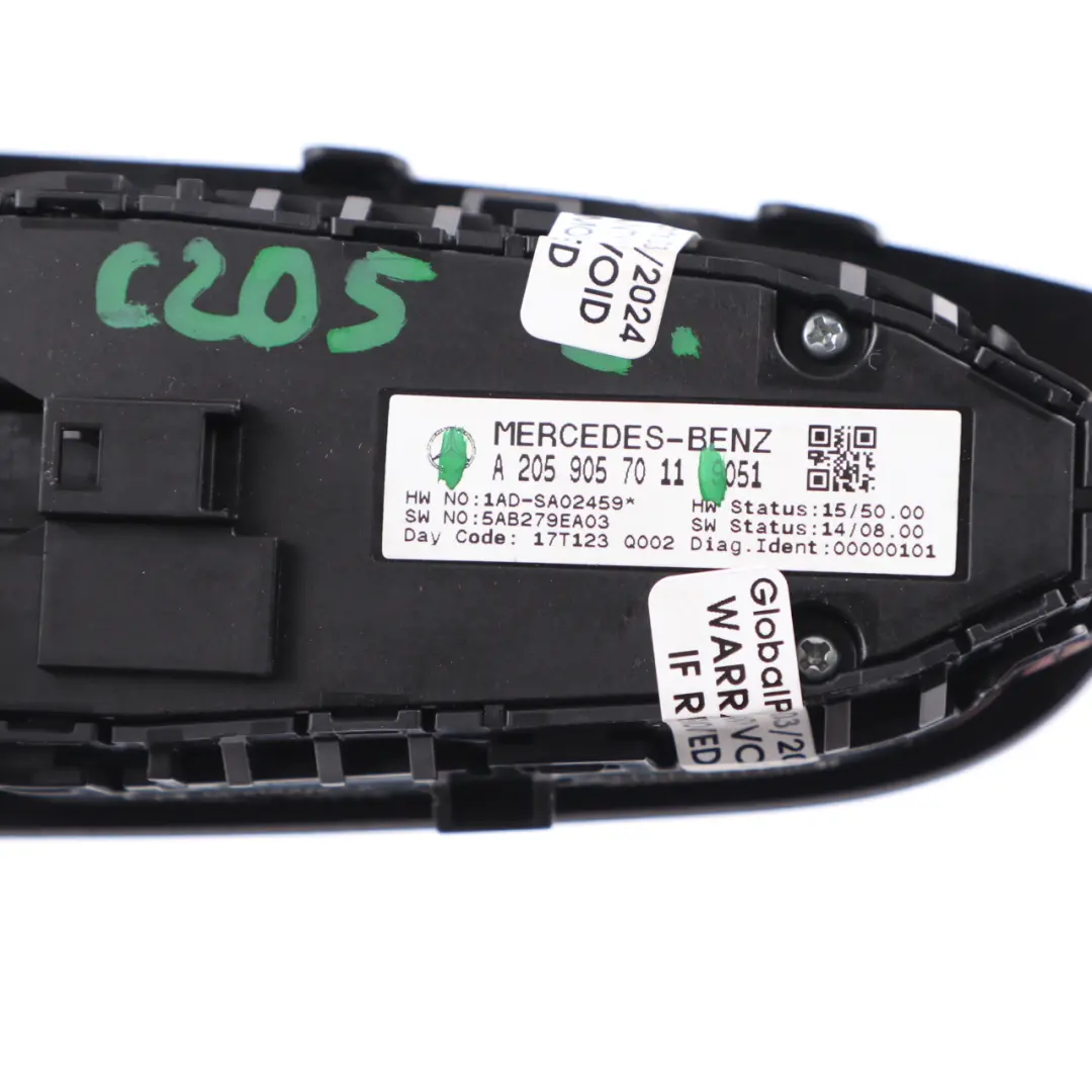 Window Lifter Switch Front Driver Side Control Panel to Mercedes C205 with Part number A2059057011 Mercedes C205 Window Lifter Switch Front Driver Side Control Panel - SKU rhd-A2059057011 - Part number A2059057011