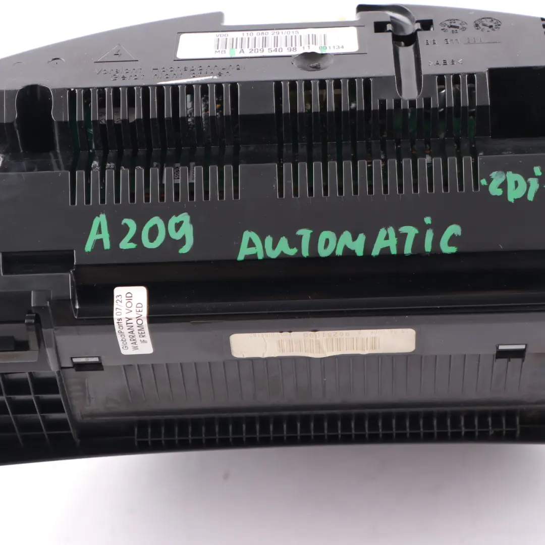 Instrument Cluster Speedo Clocks Automatic to Mercedes A209 Petrol with Part number A2095409811 Mercedes A209 Petrol Instrument Cluster Speedo Clocks Automatic - SKU rhd-A2095409811 - Part number A2095409811