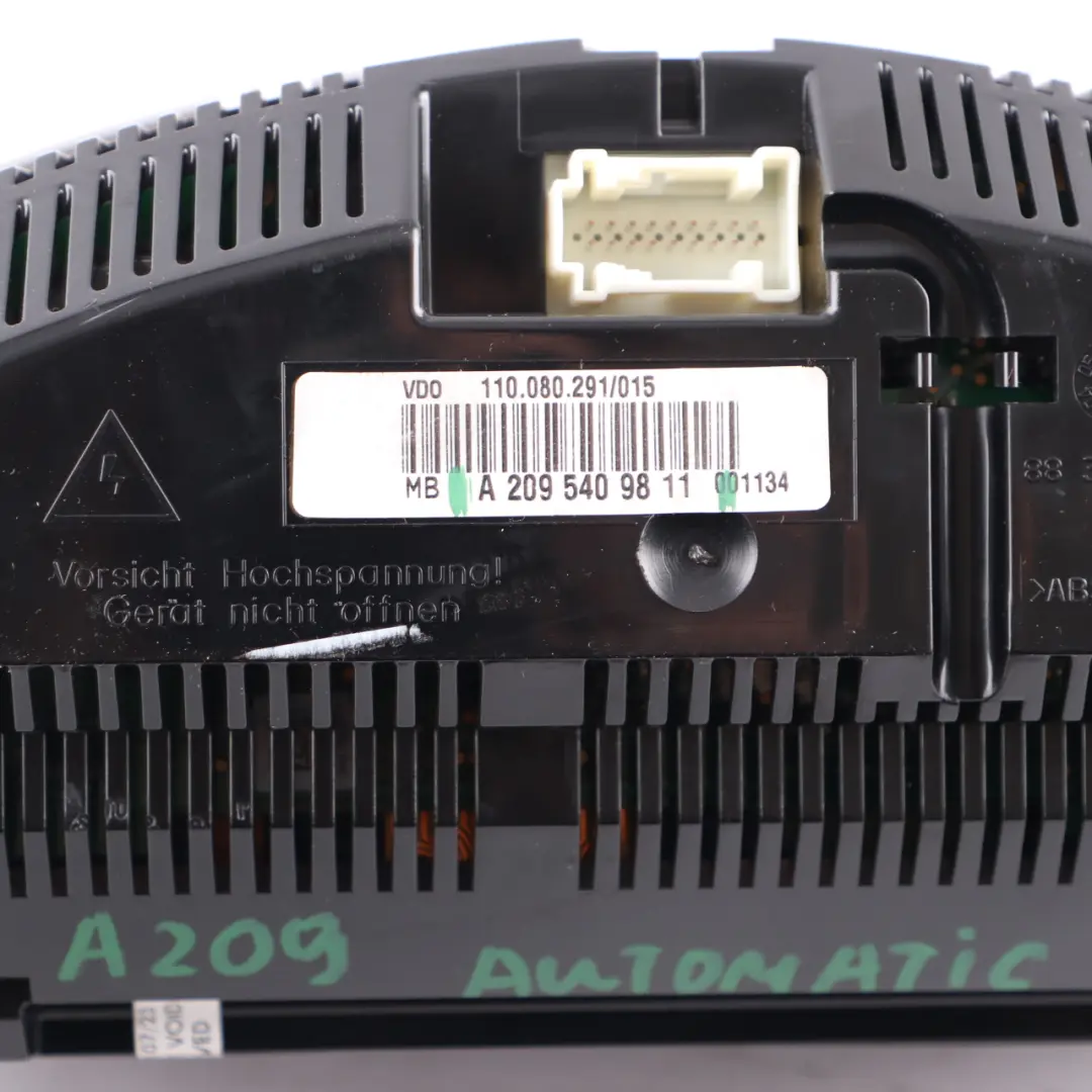 Instrument Cluster Speedo Clocks Automatic to Mercedes A209 Petrol with Part number A2095409811 Mercedes A209 Petrol Instrument Cluster Speedo Clocks Automatic - SKU rhd-A2095409811 - Part number A2095409811