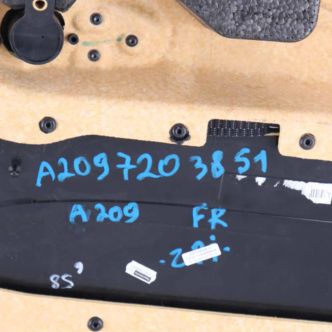 Door Card Front Right O/S Trim Panel Cloth Fabric Black Anthracite to Mercedes A209 with Part number A2097203851 Mercedes A209 Door Card Front Right O/S Trim Panel Cloth Fabric Black Anthracite - SKU rhd-A2097203851 - Part number A2097203851