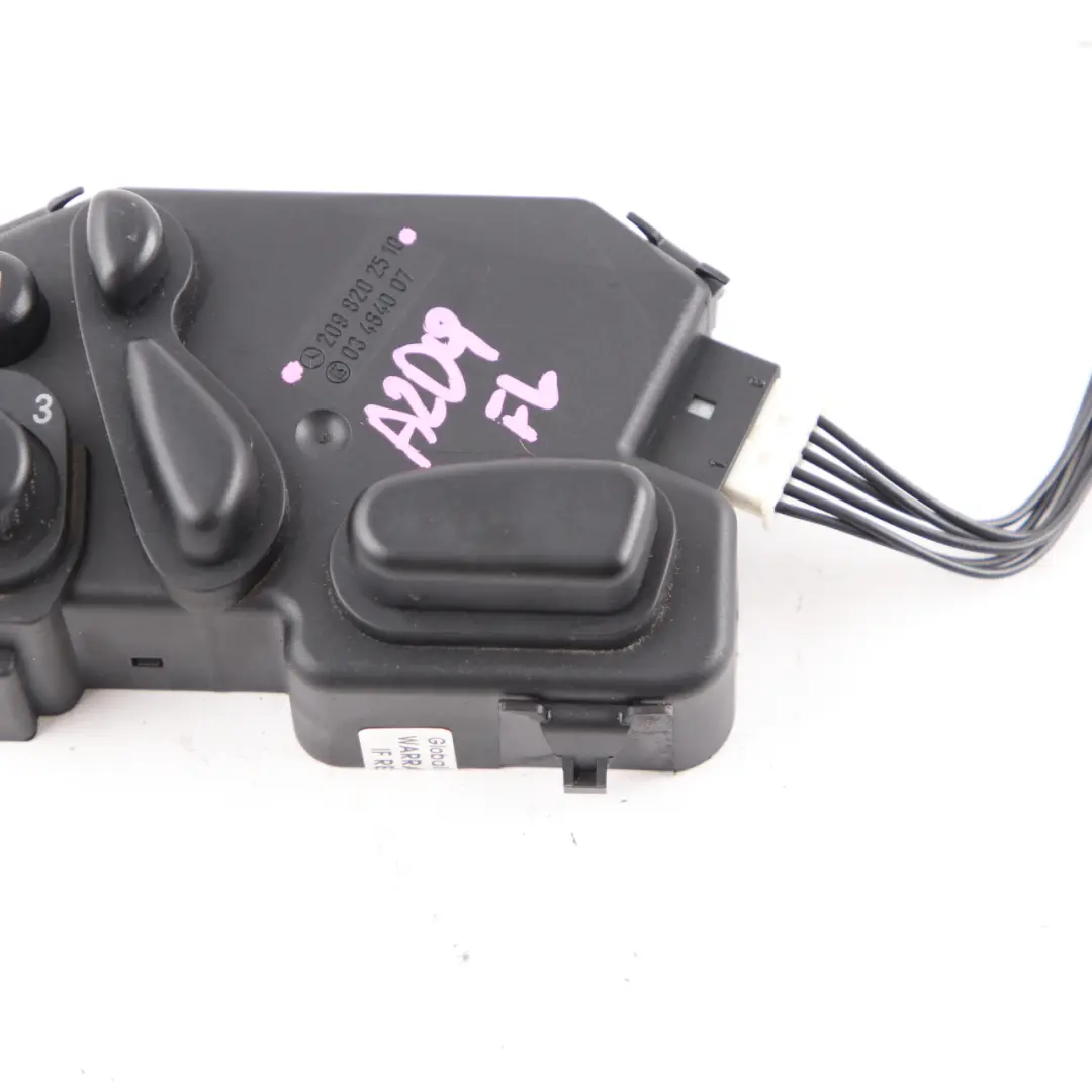 Switch Panel Front Passenger Seat Adjustment Unit to Mercedes W209 Seat with Part number A2098202510 Mercedes W209 Seat Switch Panel Front Passenger Seat Adjustment Unit - SKU rhd-A2098202510 - Part number A2098202510