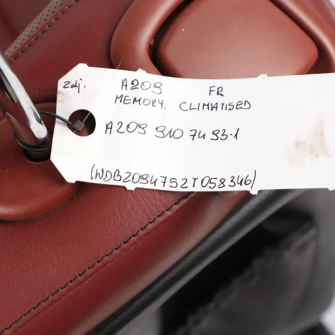  Front Seat Mercedes A209 Right O/S Leather Semi Aniline Red Climatised Memory - SKU rhd-A2099107493-1 - Part number A2099107493