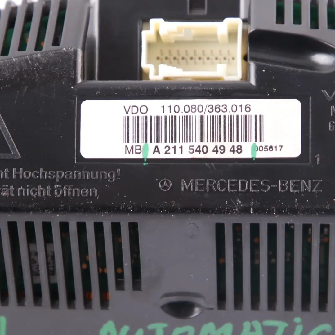 Instrument Cluster Speedo Clocks Automatic to Mercedes W211 Diesel with Part number A2115404948 Mercedes W211 Diesel Instrument Cluster Speedo Clocks Automatic - SKU rhd-A2115404948 - Part number A2115404948