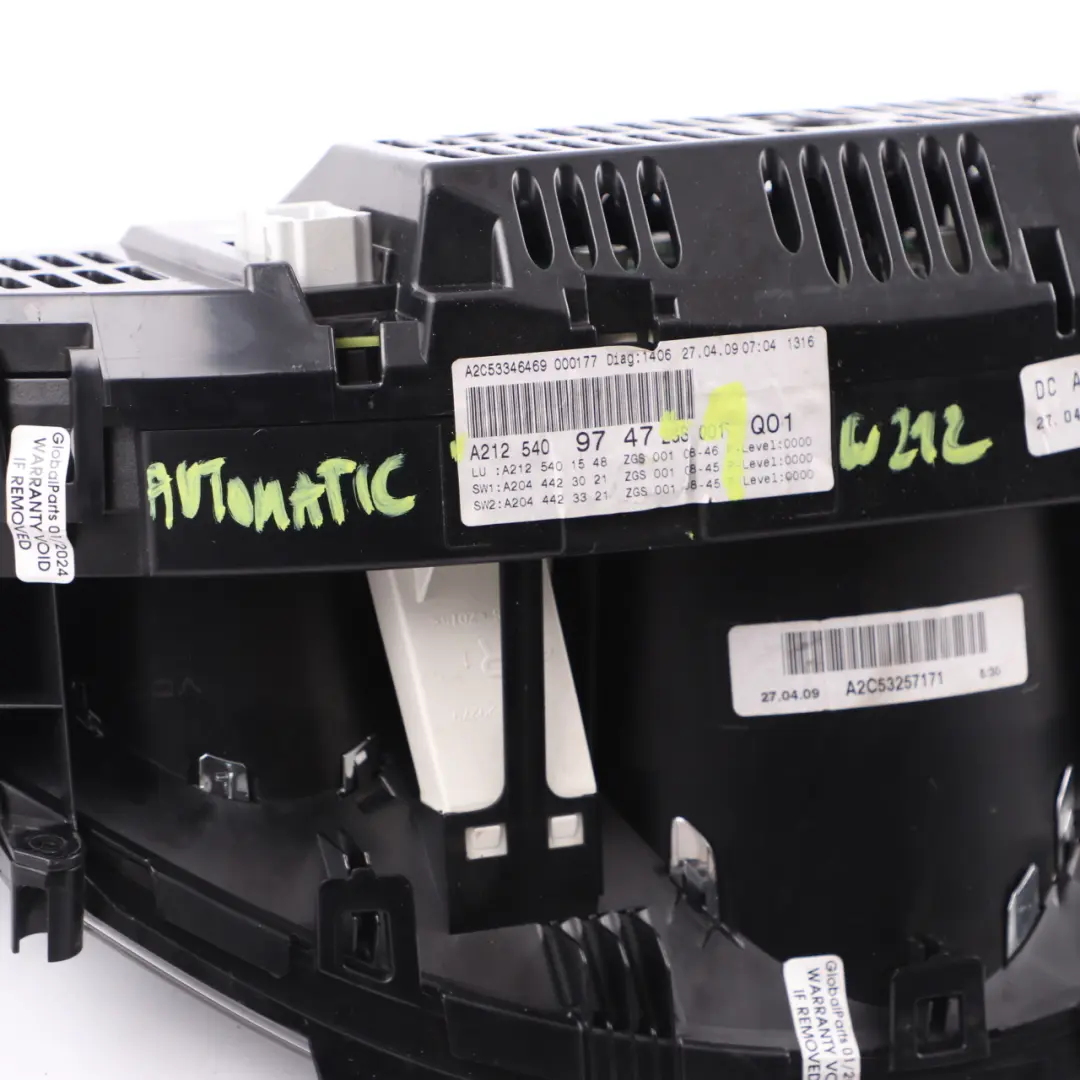 Instrument Cluster Speedo Clocks Automatic to Mercedes W212 Diesel with Part number A2125409747 Mercedes W212 Diesel Instrument Cluster Speedo Clocks Automatic - SKU rhd-A2125409747-1 - Part number A2125409747