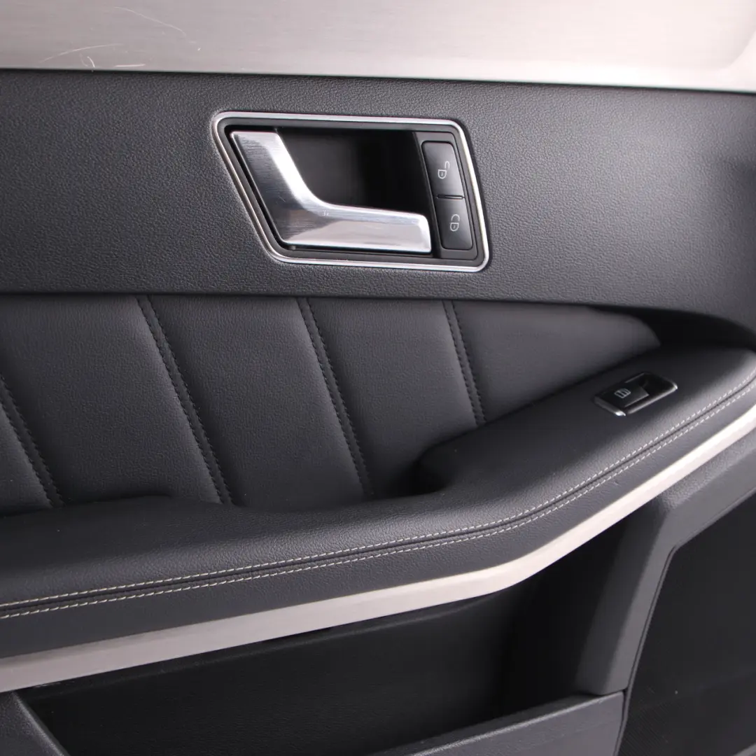 Door Card Front Left N/S Trim Panel Black Leather White Seam to Mercedes W212 with Part number A2127202170 Mercedes W212 Door Card Front Left N/S Trim Panel Black Leather White Seam - SKU rhd-A2127202170 - Part number A2127202170