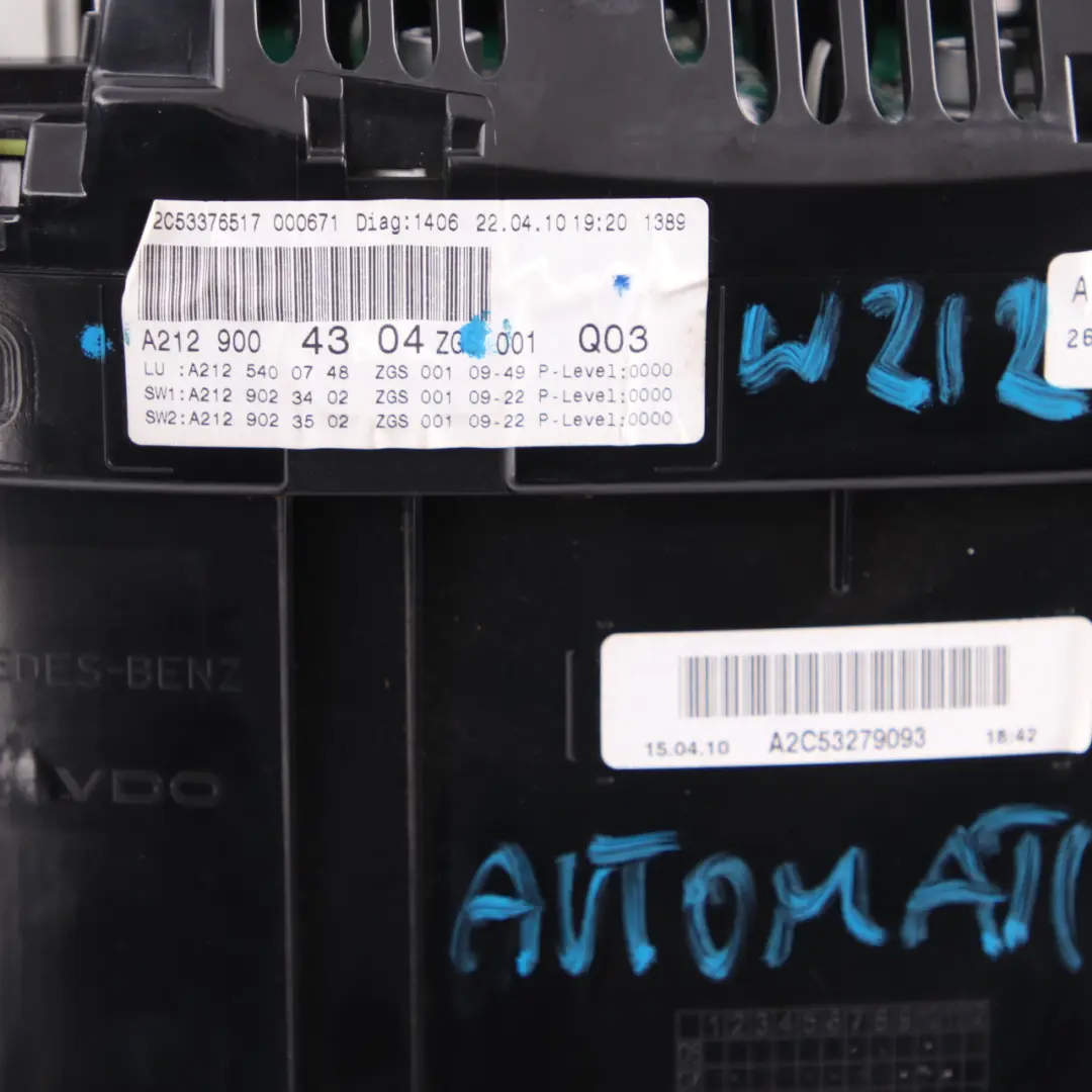 Instrument Cluster Mercedes W212 Diesel Speedo Clocks Automatic to with Part number A2129004304 Instrument Cluster Mercedes W212 Diesel Speedo Clocks Automatic - SKU rhd-A2129004304 - Part number A2129004304