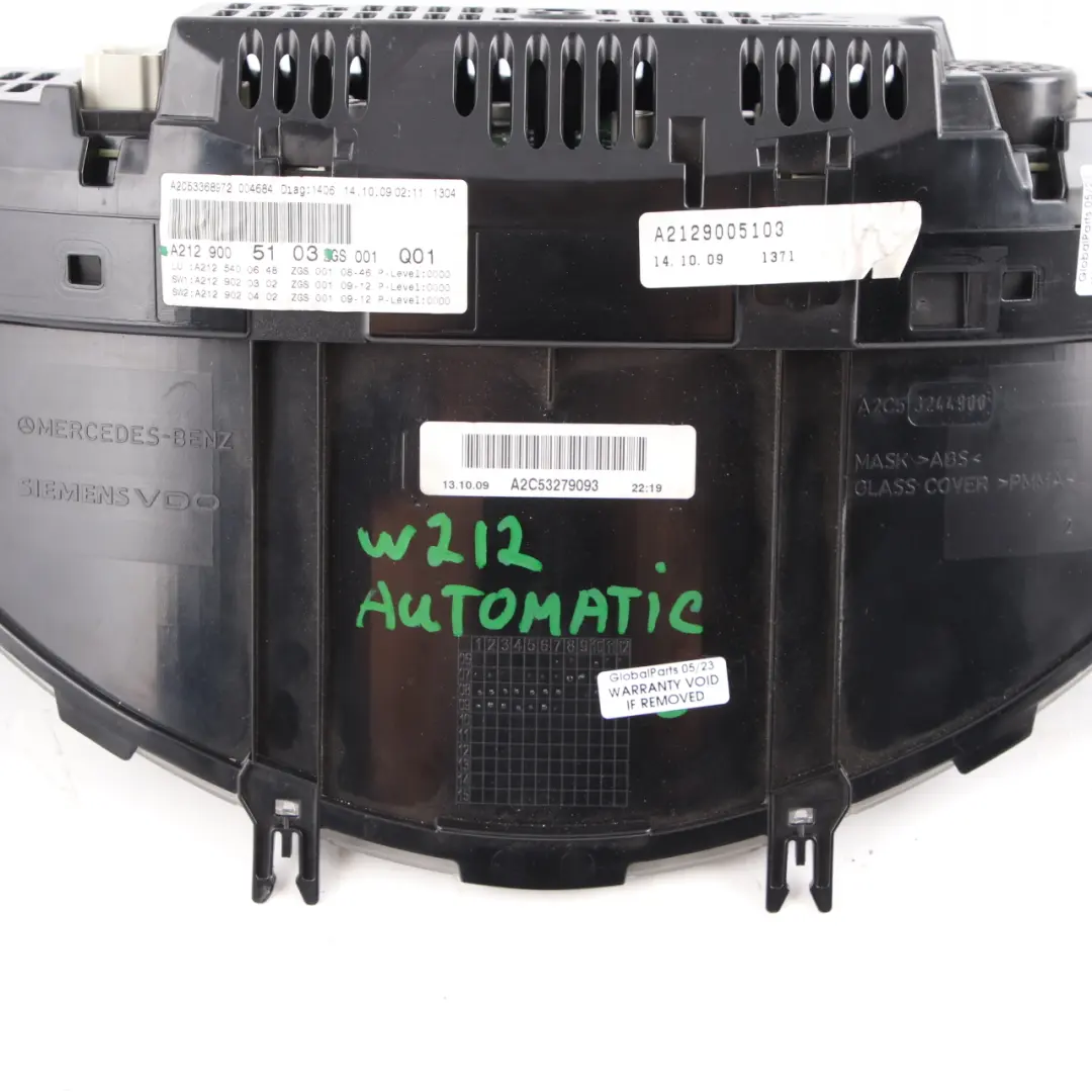  Instrument Cluster Mercedes W212 Petrol Speedo Clocks Automatic - SKU rhd-A2129005103 - Part number A2129005103