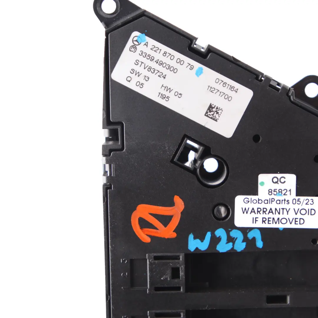 Switch Panel Adjust Control Unit Rear Left N/S to Mercedes W221 Seat with Part number A2218700079 Mercedes W221 Seat Switch Panel Adjust Control Unit Rear Left N/S - SKU rhd-A2218700079 - Part number A2218700079