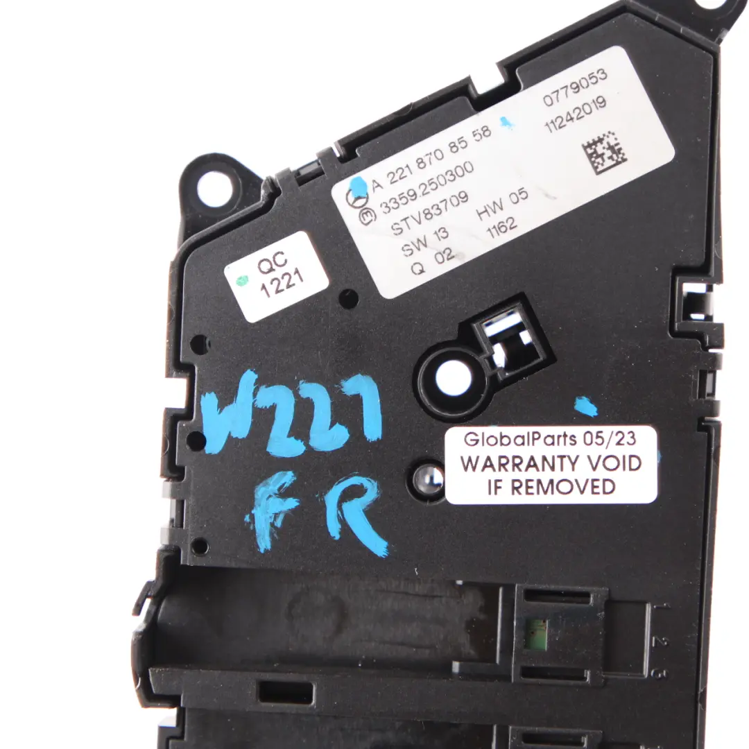 Switch Panel Adjust Control Unit Front Right O/S to Mercedes W221 Seat with Part number A2218708558 Mercedes W221 Seat Switch Panel Adjust Control Unit Front Right O/S - SKU rhd-A2218708558 - Part number A2218708558