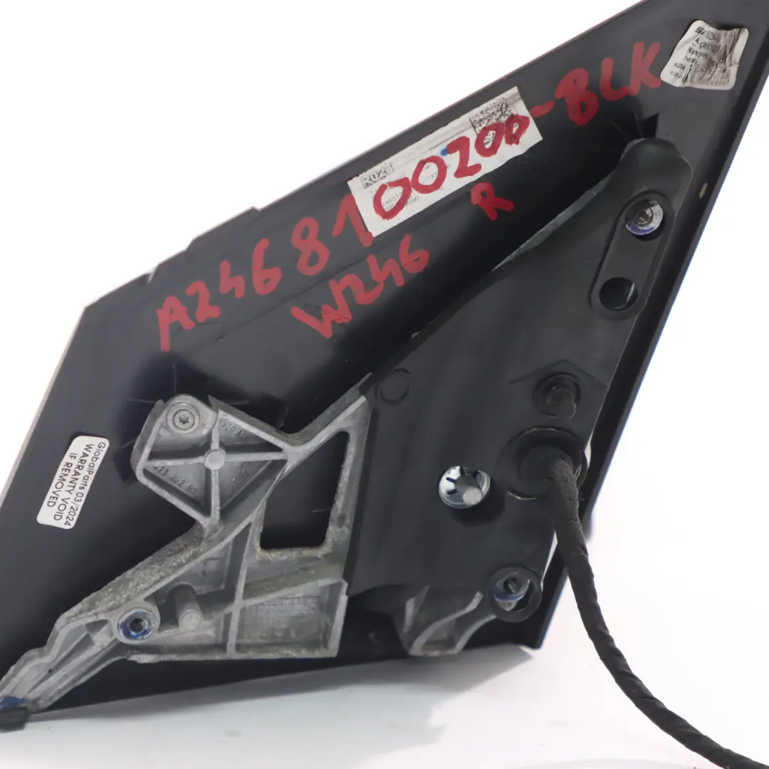 Wing Mirror Power Fold Door Right O/S Outside Black to Mercedes W246 with Part number A2468100200 Mercedes W246 Wing Mirror Power Fold Door Right O/S Outside Black - SKU rhd-A2468100200-BLK - Part number A2468100200