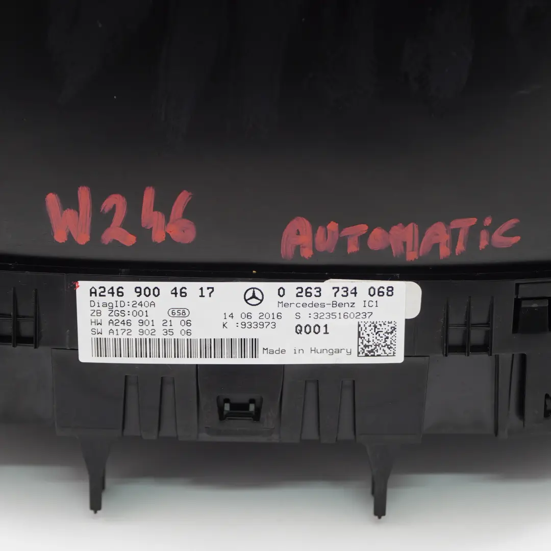Instrument Cluster Speedo Clocks Automatic to Mercedes W246 Petrol with Part number A2469004617 Mercedes W246 Petrol Instrument Cluster Speedo Clocks Automatic - SKU rhd-A2469004617 - Part number A2469004617
