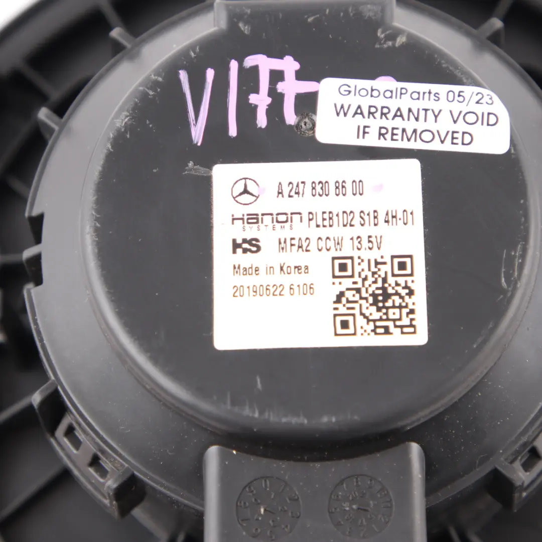  Heater Blower Mercedes W177 W247 Motor Fan Air Conditioning Unit - SKU rhd-A2478308600 - Part number A2478308600