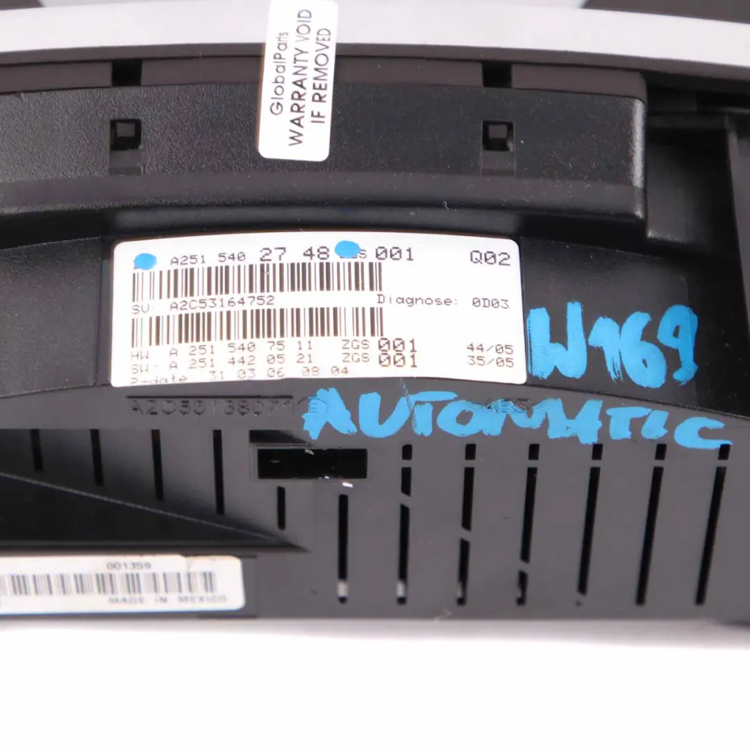 Instrument Cluster Diesel Speedo Clocks Automatic to Mercedes ML W164 with Part number A2515402748 Mercedes ML W164 Instrument Cluster Diesel Speedo Clocks Automatic - SKU rhd-A2515402748 - Part number A2515402748