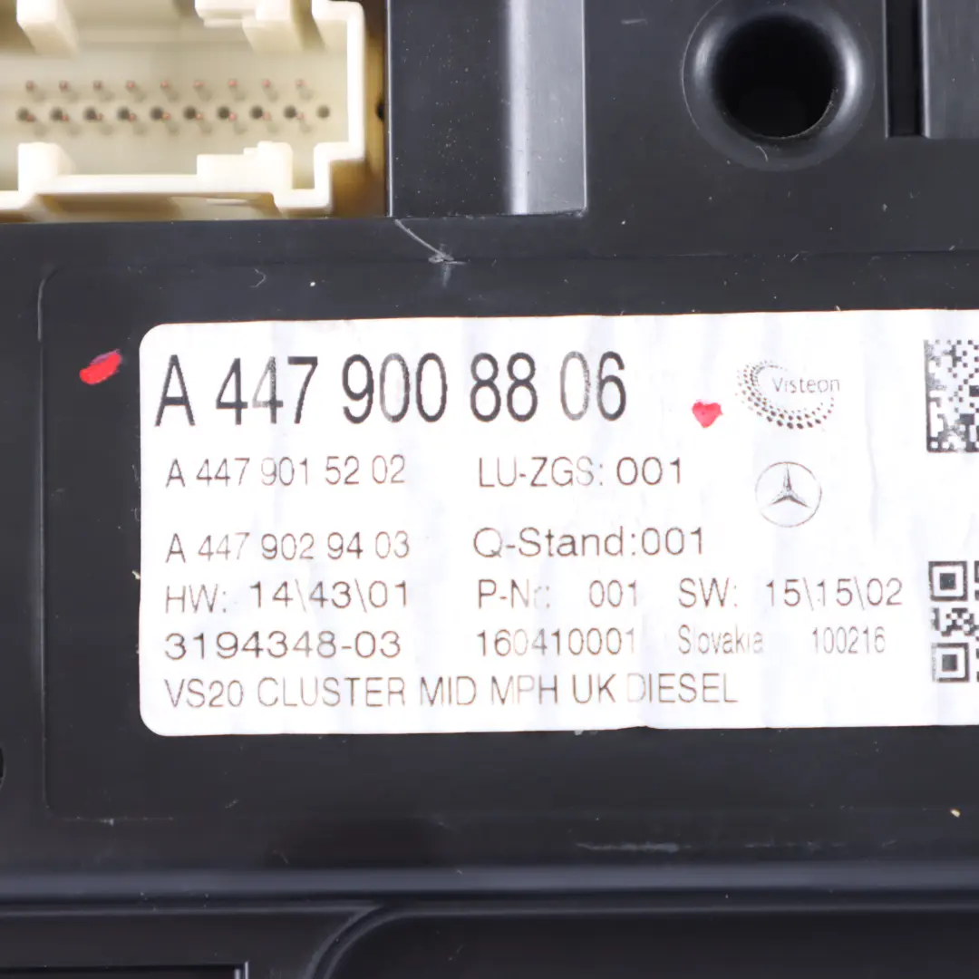 Mercedes Vito W447 Diesel Instrument Cluster Speedo Clocks Manual - SKU rhd-A4479008806 - Part number A4479008806