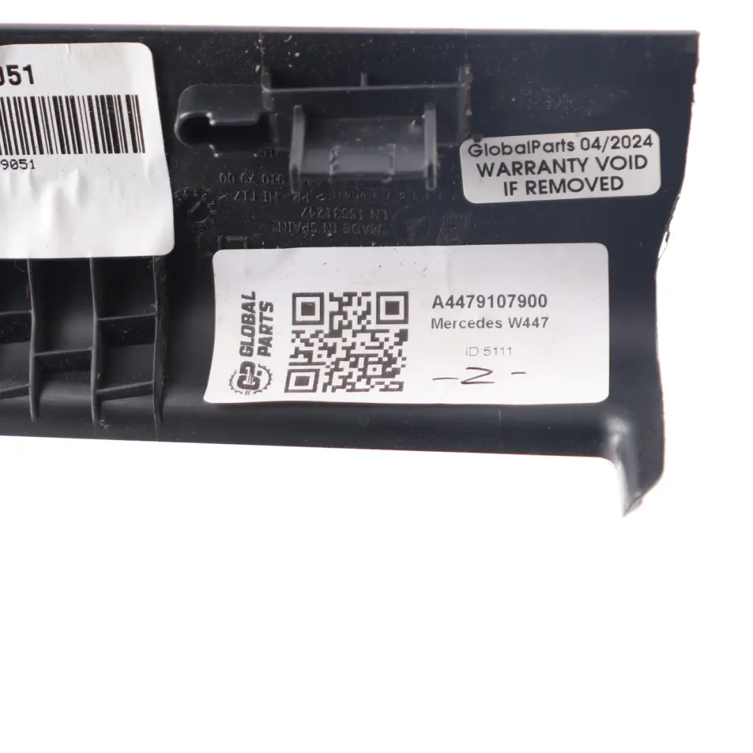 B-Pillar Trim Cover Lower Left N/S to Mercedes W447 with Part number A4479107900 Mercedes W447 B-Pillar Trim Cover Lower Left N/S - SKU rhd-A4479107900 - Part number A4479107900