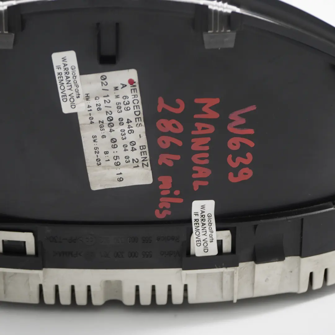 Instrument Cluster Speedo Clocks Manual to Mercedes Vito W639 Diesel with Part number A6394460421 Mercedes Vito W639 Diesel Instrument Cluster Speedo Clocks Manual - SKU rhd-A6394460421 - Part number A6394460421