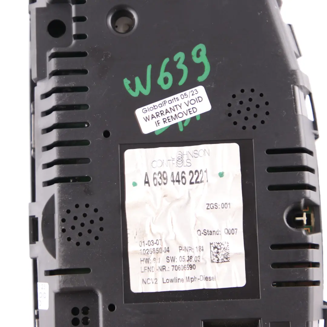 Mercedes Vito W639 Diesel Instrument Cluster Speedo Clocks Manual - SKU rhd-A6394462221 - Part number A6394462221