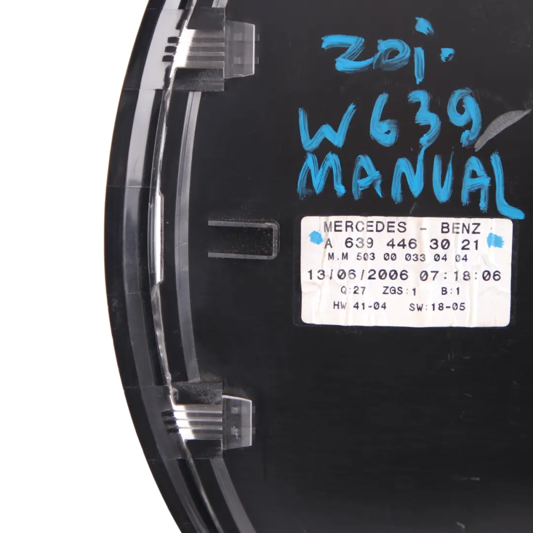  Instrument Cluster Mercedes W639 Vito Diesel Speedo Clocks Manual - SKU rhd-A6394463021 - Part number A6394463021